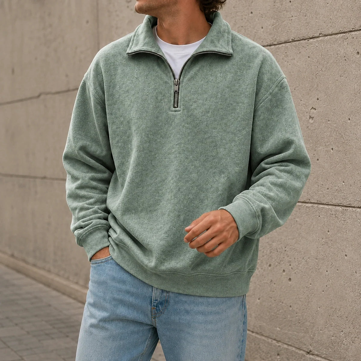 Men's Stylish Casual Everyday Cotton Long-sleeved Half-zip Sweatshirt