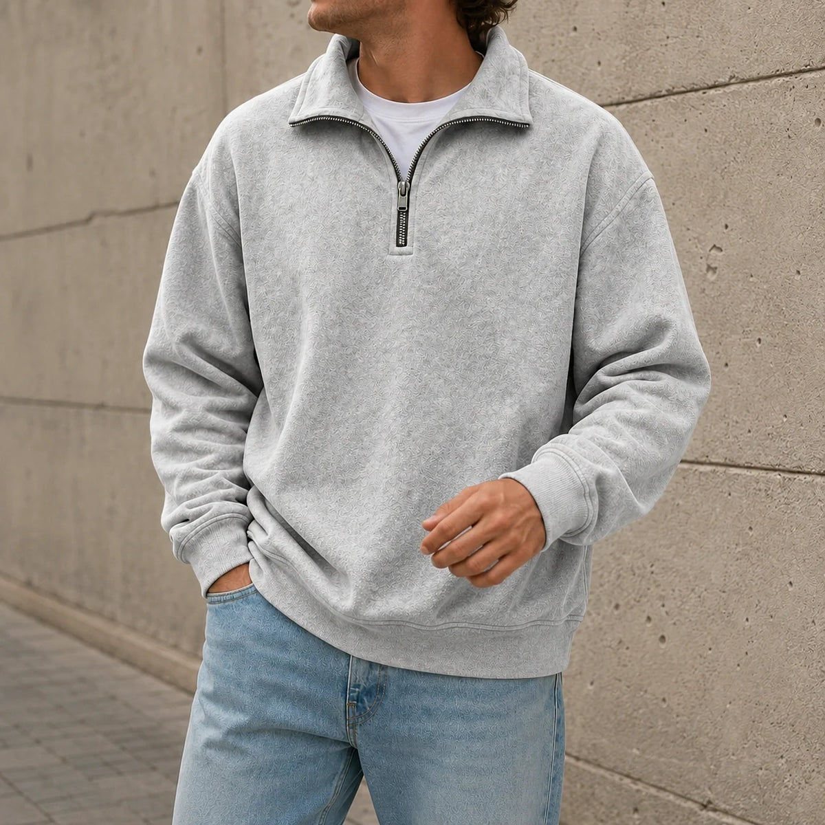 Men's Stylish Casual Everyday Cotton Long-sleeved Half-zip Sweatshirt