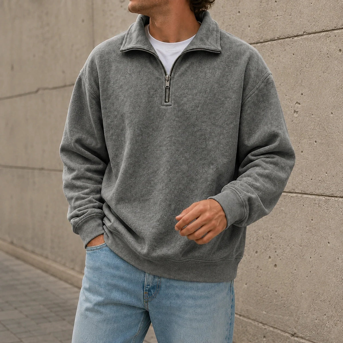 Men's Stylish Casual Everyday Cotton Long-sleeved Half-zip Sweatshirt