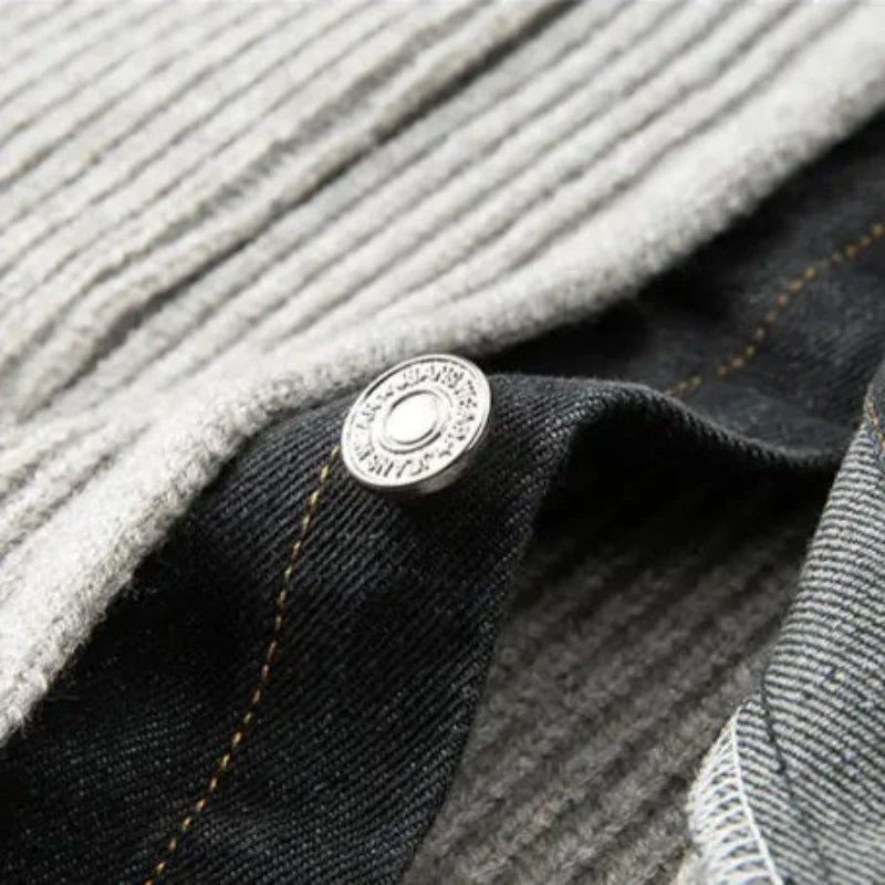 Calder | Merino Knit Denim-Trim Jacket