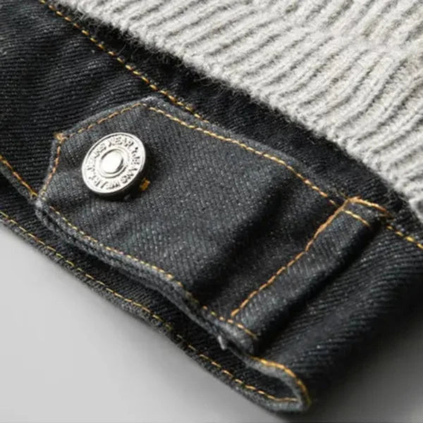 Calder | Merino Knit Denim-Trim Jacket
