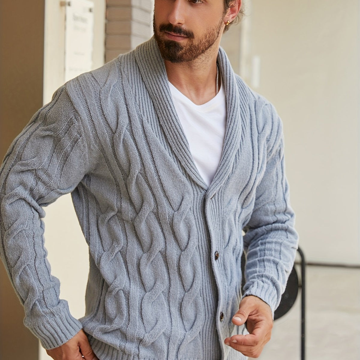 Redford | Shawl-Collar Cable Cardigan