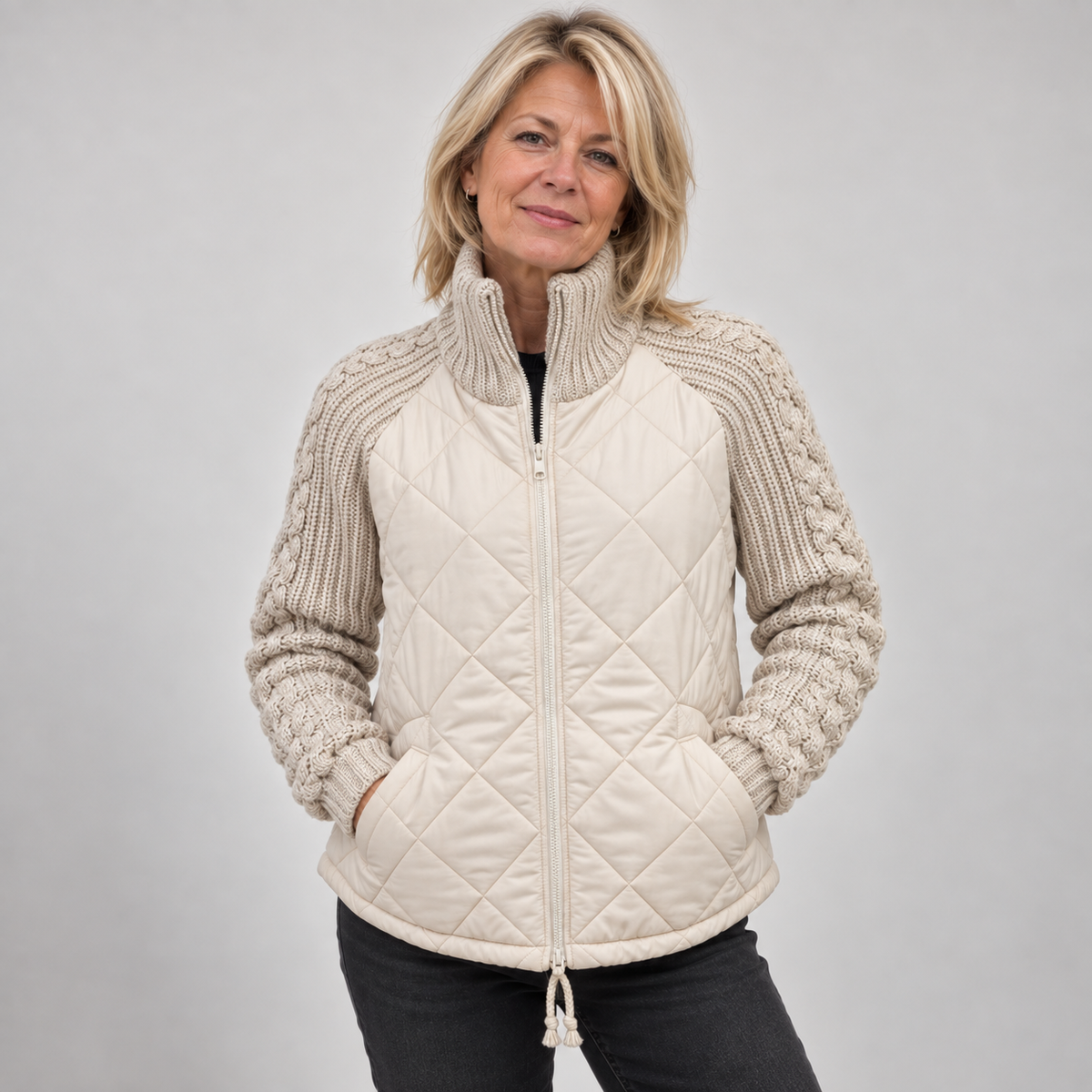Harriet | Quilted Knit-Sleeve Jacket
