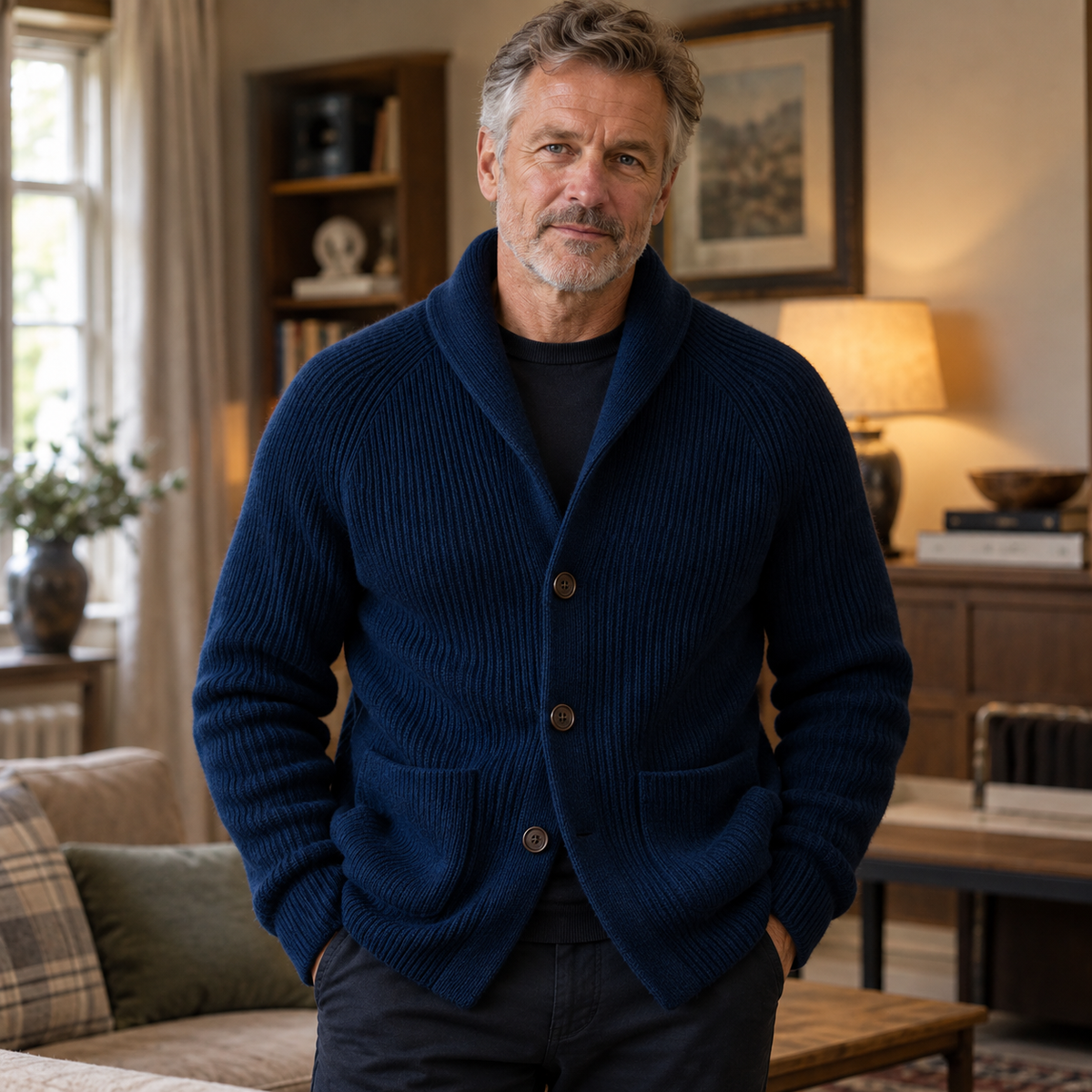 Silvoro - Ribbed Wool Cardigan For Men