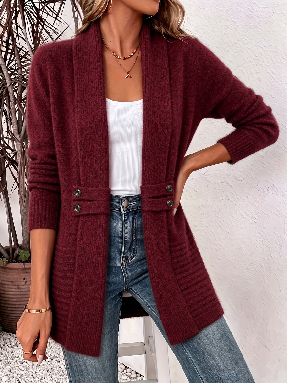 Merritt | Elegant Ladies Cardigan - Open Front & Fitted Waist
