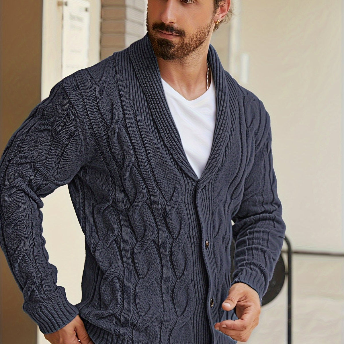 Redford | Shawl-Collar Cable Cardigan