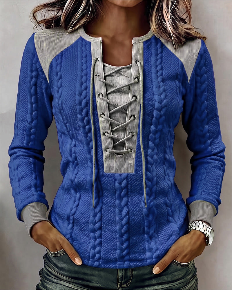 Clara | Lace-Up Cable-Knit Top