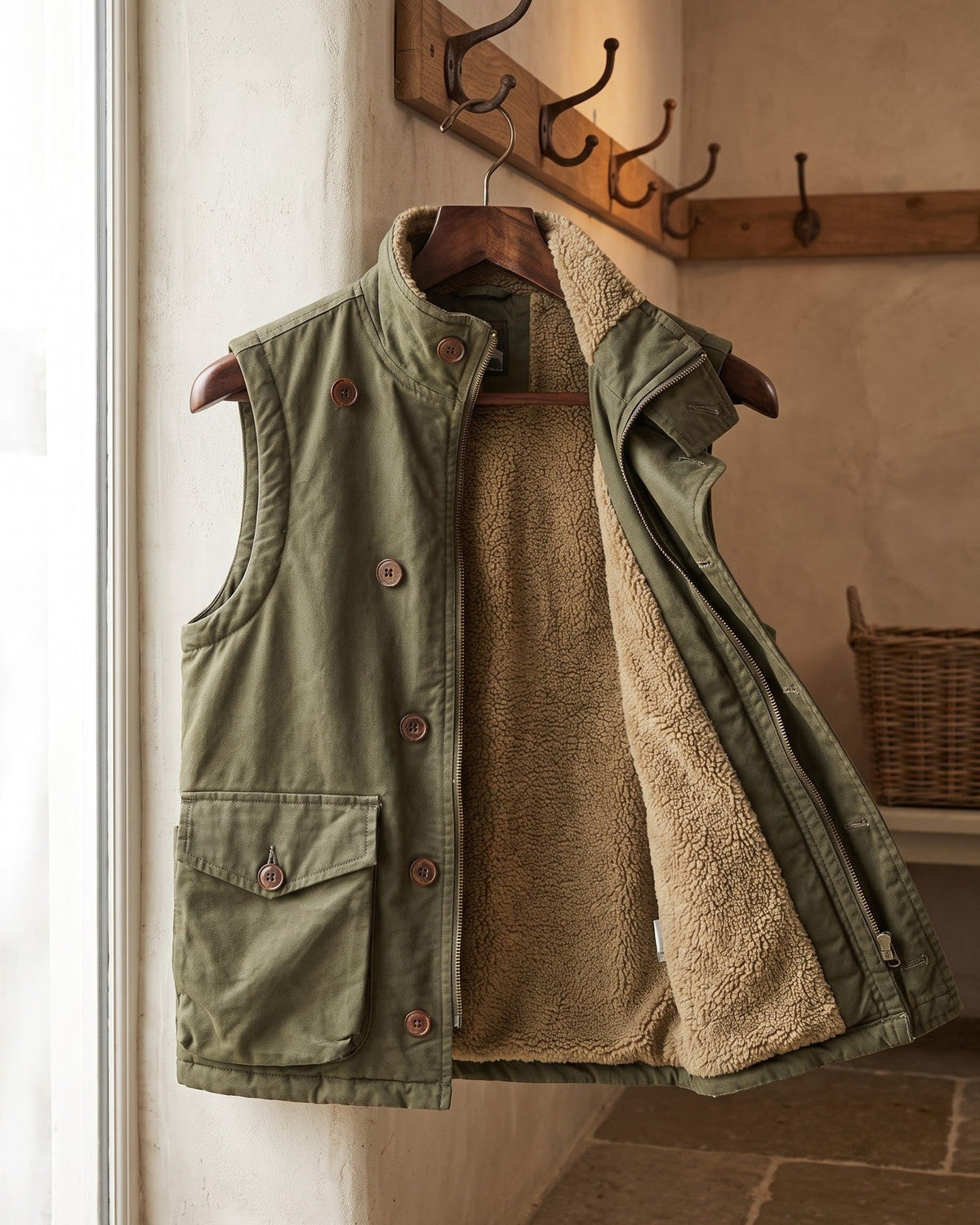 Lorenzo Cotton Sherpa-Lined Vest