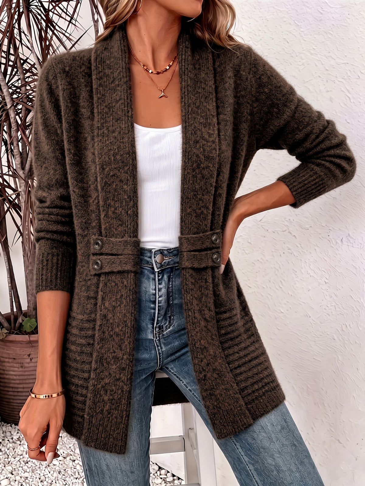 Merritt | Elegant Ladies Cardigan - Open Front & Fitted Waist