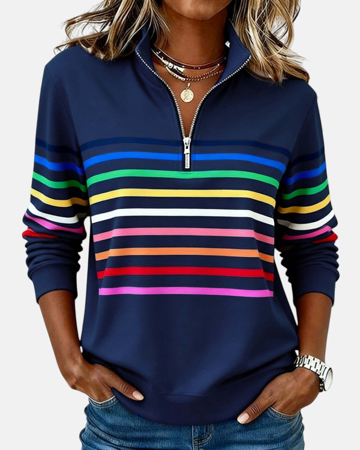 Serenelle | Colourful Half-Zip Sweatshirt