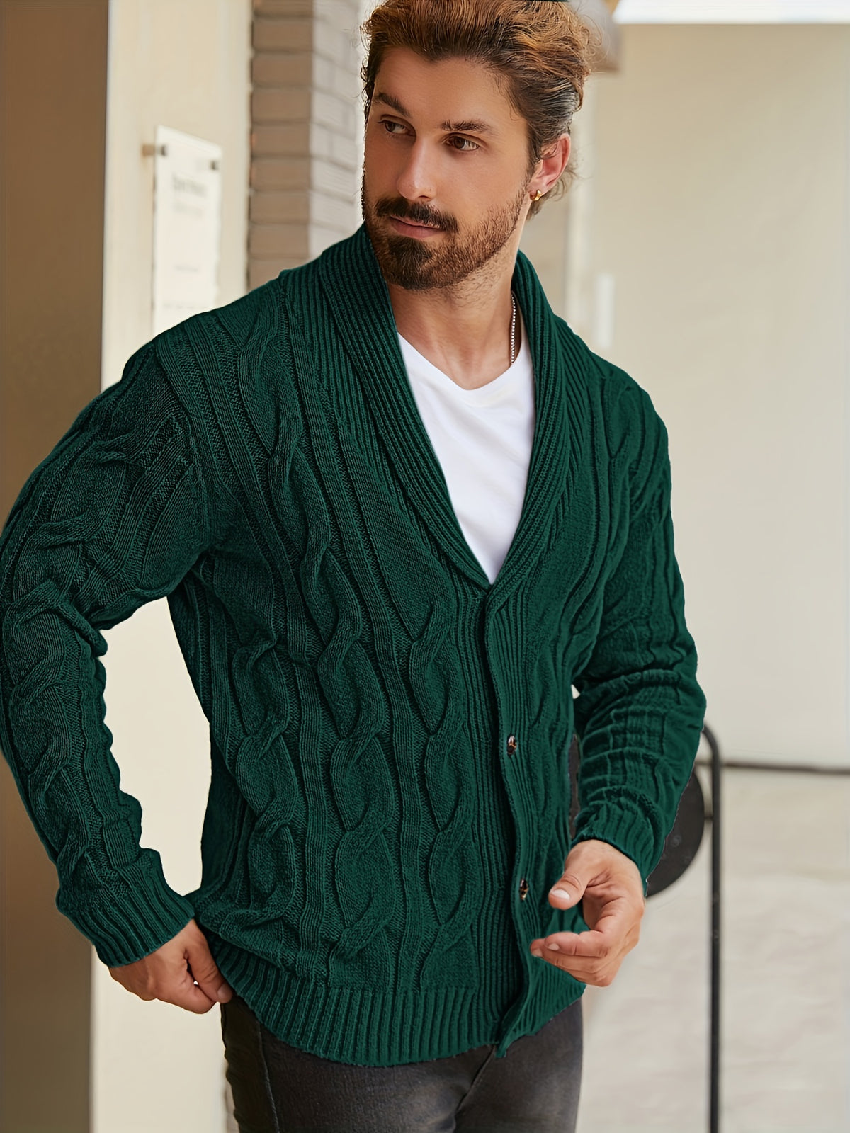 Redford | Shawl-Collar Cable Cardigan
