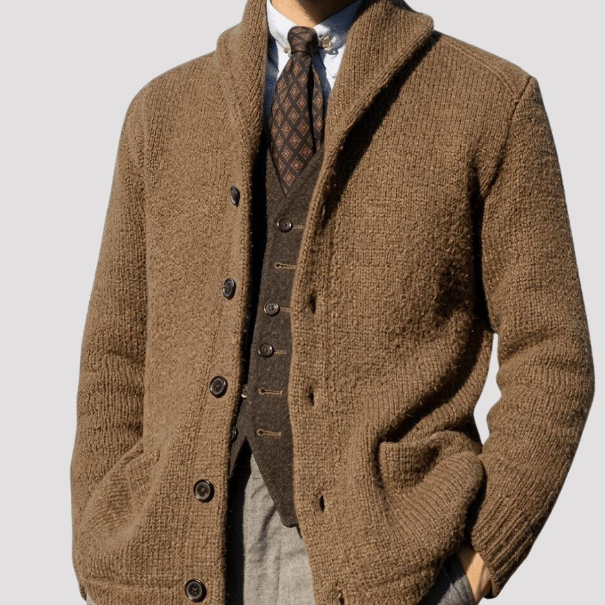 Men's Shawl Collar Wool Cardigan | The Hexham