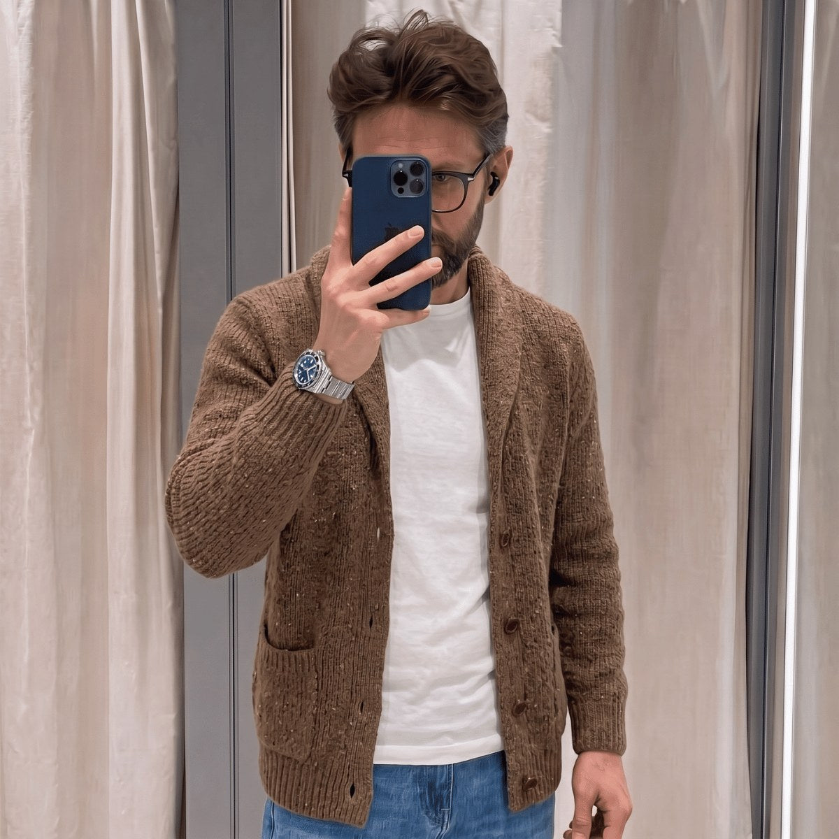 Men's Shawl Collar Wool Cardigan | The Hexham
