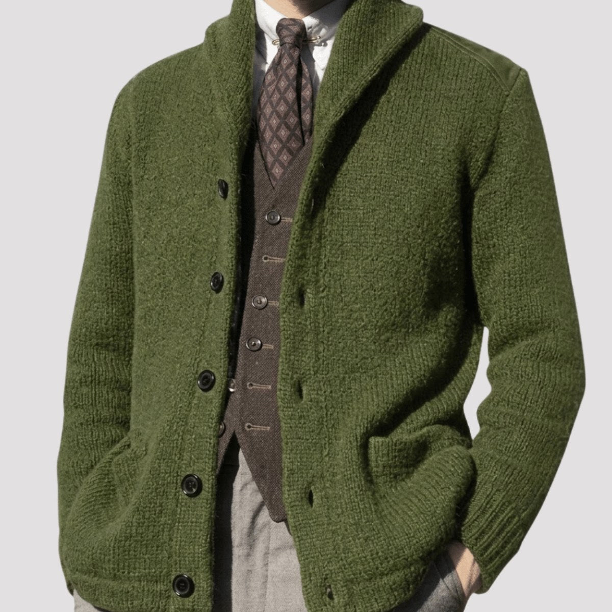 Men's Shawl Collar Wool Cardigan | The Hexham
