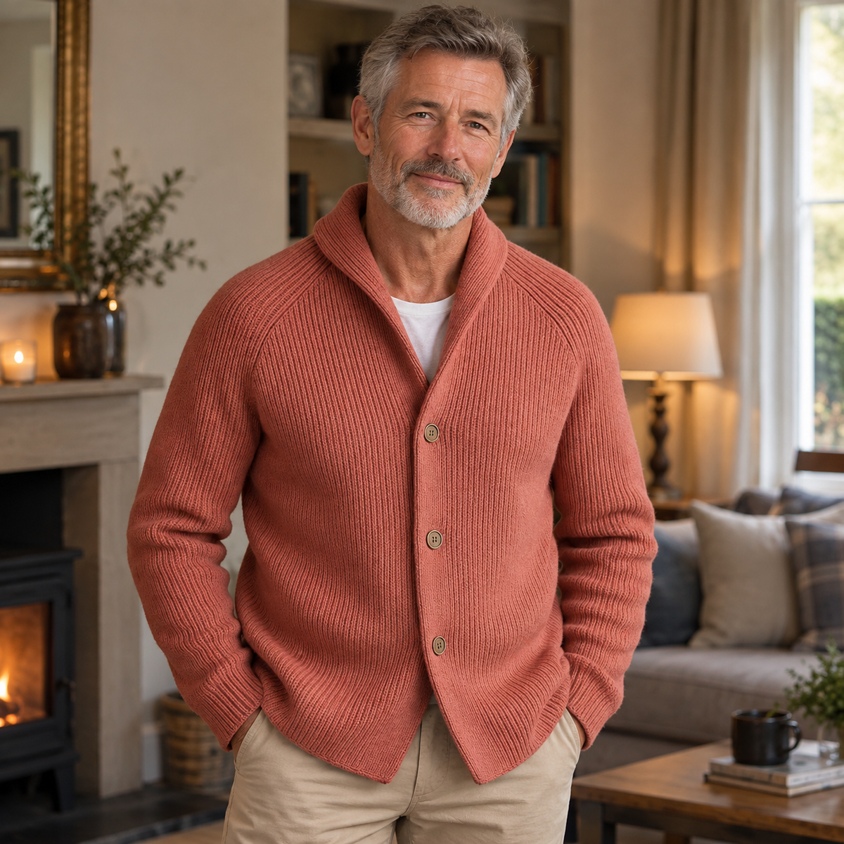 Silvoro - Ribbed Wool Cardigan For Men