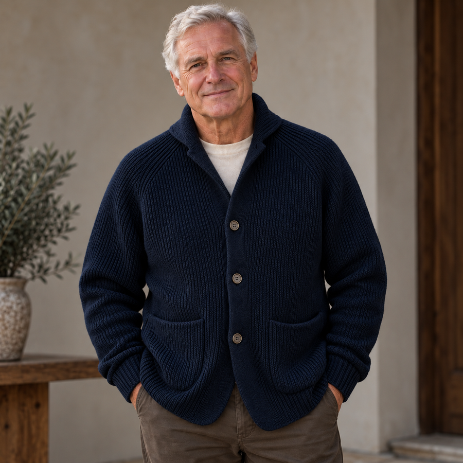 Silvoro - Ribbed Wool Cardigan For Men