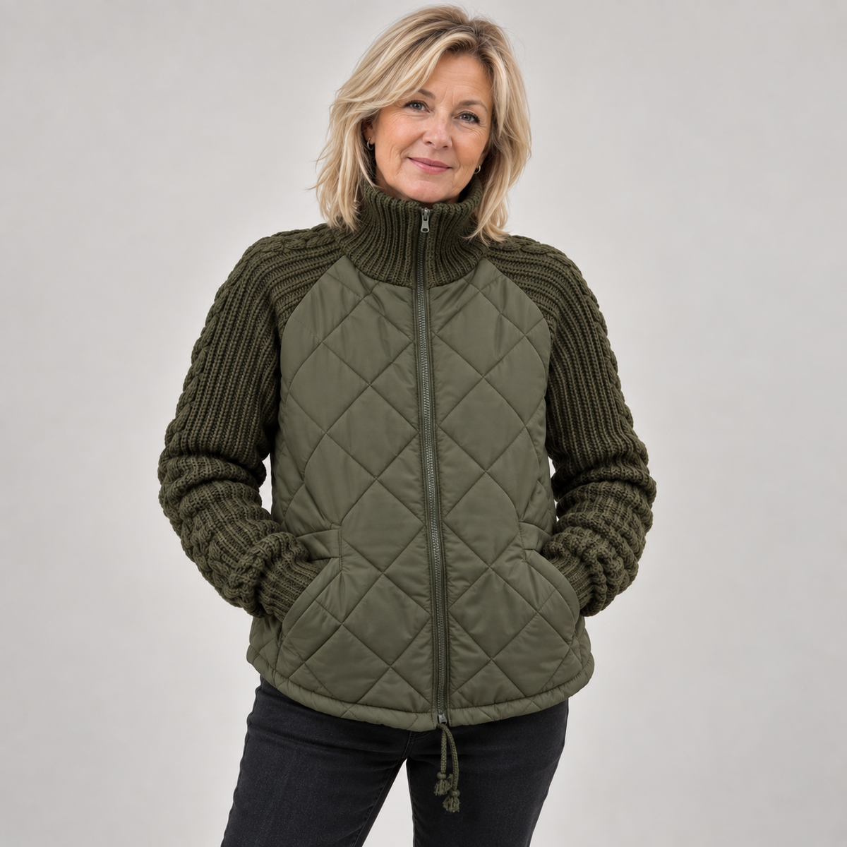 Harriet | Quilted Knit-Sleeve Jacket