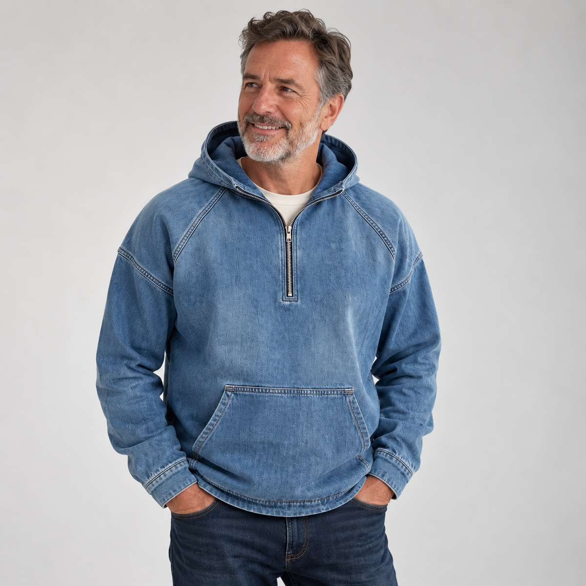 George Half-Zip Denim Jacket