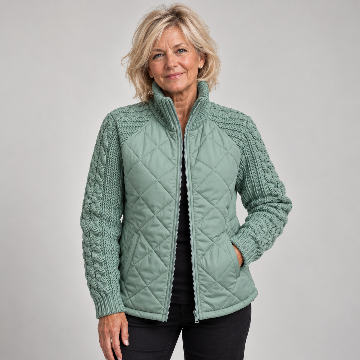 Harriet | Quilted Knit-Sleeve Jacket