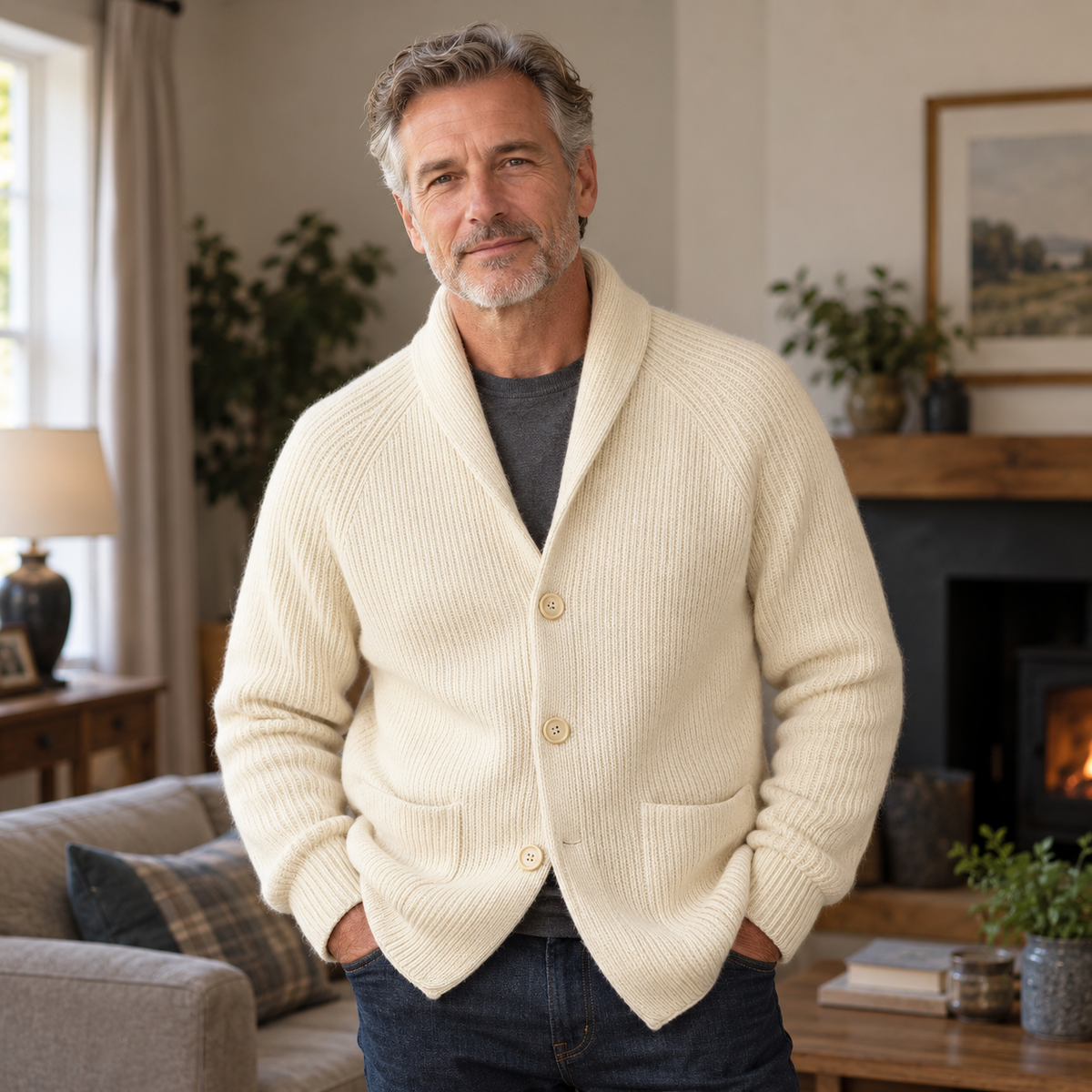 Silvoro - Ribbed Wool Cardigan For Men