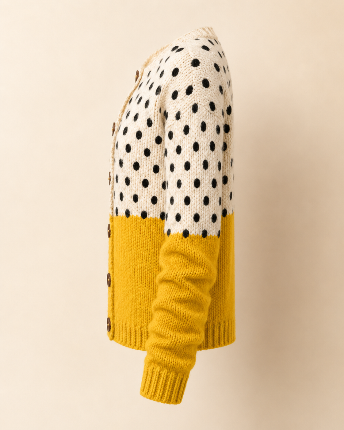 Polka Dots Print Buttoned Cardigan
